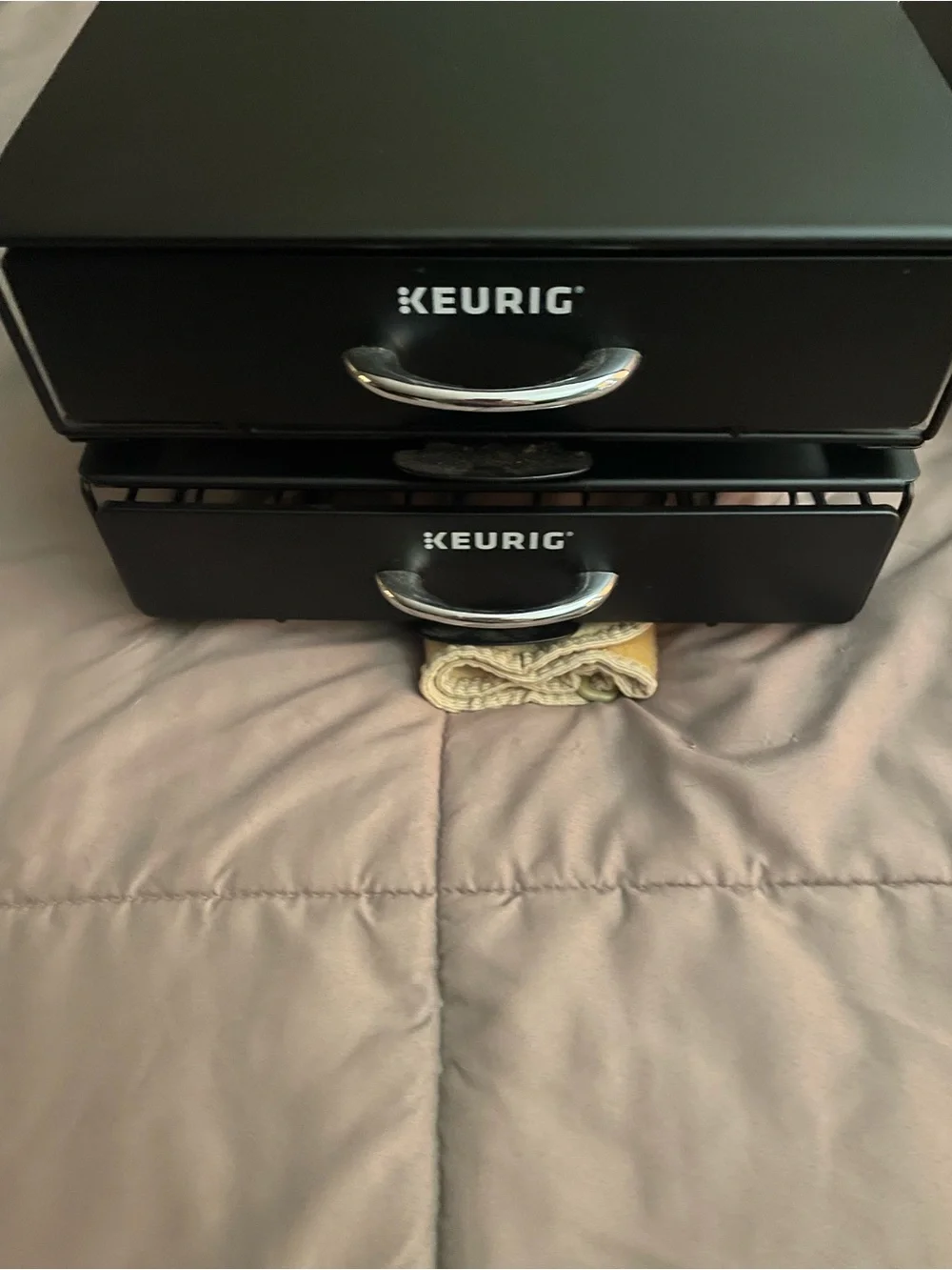 Keurig Matte Black Double Drawer Organizer with Chrome Handles